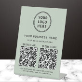 Signe De Table Logo d'entreprise 2 Codes QR Vert Sauge
