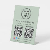 Signe De Table Logo d'entreprise 2 QR Codes Social Media Sage Gre (Recto)