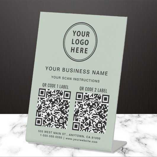 Signe De Table Logo d'entreprise 2 QR Codes Social Media Sage Gre