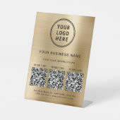 Signe De Table Logo d'entreprise 3 codes QR Gold (Recto)