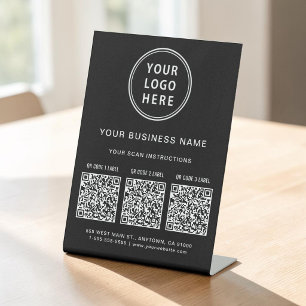 Signe De Table Logo d'entreprise 3 codes QR noirs