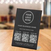 Signe De Table Logo d'entreprise 3 codes QR noirs