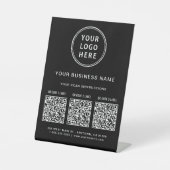 Signe De Table Logo d'entreprise 3 codes QR noirs (Recto)