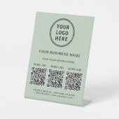 Signe De Table Logo d'entreprise 3 codes QR Vert sauge (Recto)