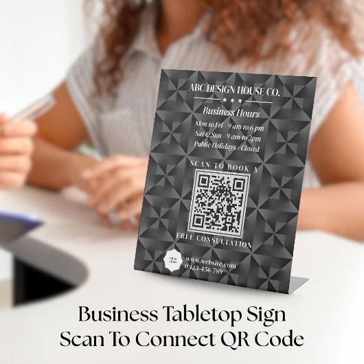 Signe De Table Logo d'entreprise 3D Urban Black Gradient Code QR