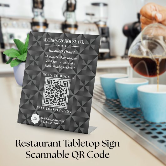 Signe De Table Logo d'entreprise 3D Urban Black Gradient Code QR