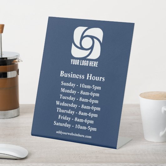 Signe De Table Logo d'entreprise bleu marine Heures d'ouverture p (In SItu)