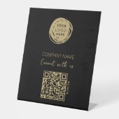 Signe De Table Logo d'entreprise Code QR Noir Moderne (Recto)