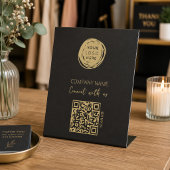 Signe De Table Logo d'entreprise Code QR Noir Moderne
