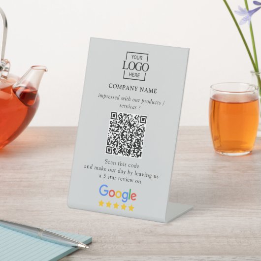 Signe De Table Logo d'entreprise de code QR de critiques Google p (In SItu)