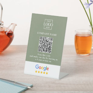 Signe De Table Logo d'entreprise de code QR de critiques Google p