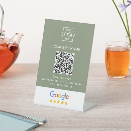 Signe De Table Logo d'entreprise de code QR de critiques Google p (In SItu)
