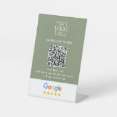 Signe De Table Logo d'entreprise de code QR de critiques Google p (Recto)