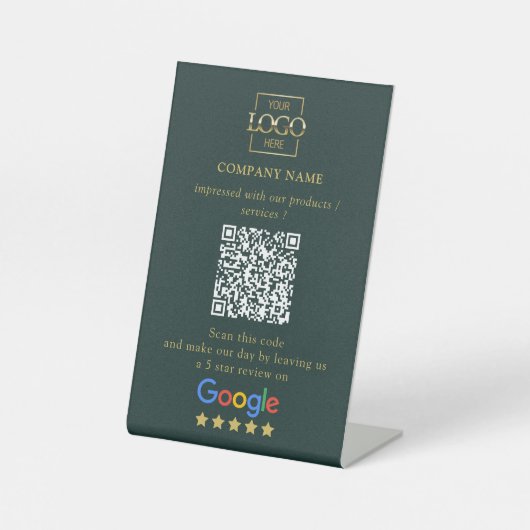 Signe De Table Logo d'entreprise de code QR de critiques Google p (Recto)