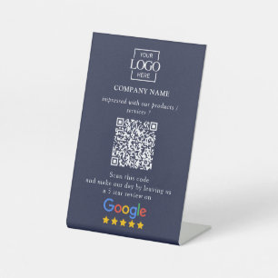 Signe De Table Logo d'entreprise de code QR de critiques Google p