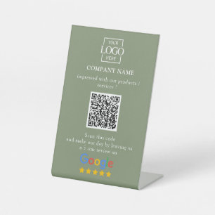 Signe De Table Logo d'entreprise de code QR de critiques Google p
