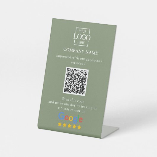 Signe De Table Logo d'entreprise de code QR de critiques Google p (Recto)