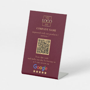 Signe De Table Logo d'entreprise de code QR de critiques Google p