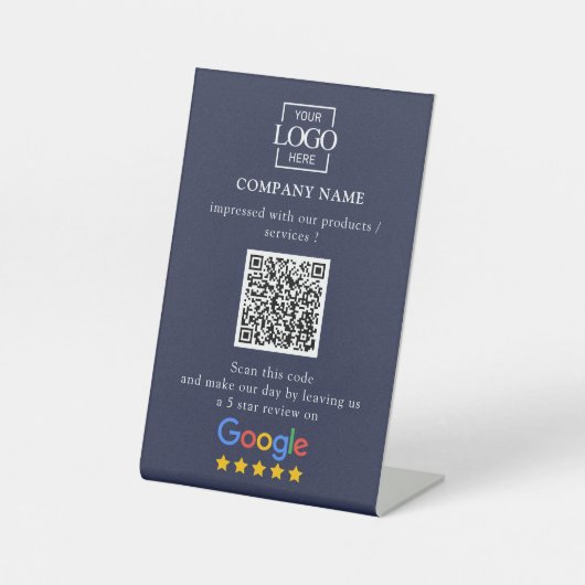 Signe De Table Logo d'entreprise de code QR de critiques Google p (Recto)