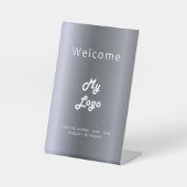 Signe De Table Logo d'entreprise en métal argenté (Recto)