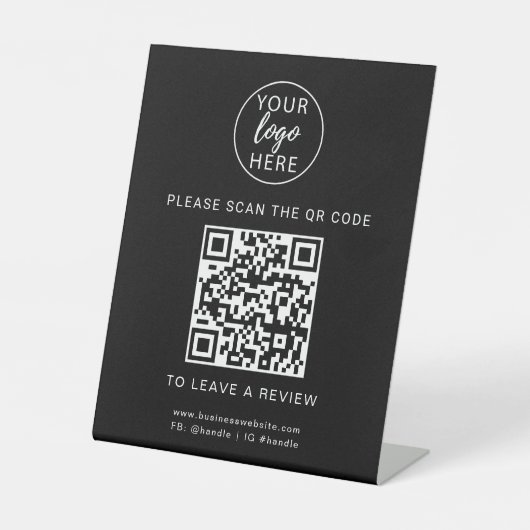 Signe De Table Logo d'entreprise et code QR personnalisé (Recto)