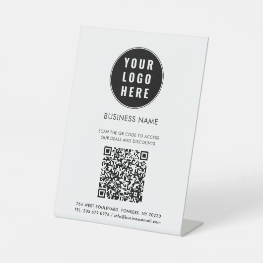 Signe De Table Logo d'entreprise et code QR personnalisé (Recto)