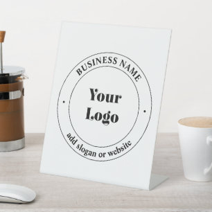 Signe De Table Logo d'entreprise et texte promotionnel Blanc