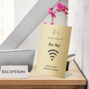 Signe De Table Logo d'entreprise Internet Wifi or