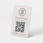 Signe De Table Logo d'entreprise me scanner QR Code rose (Recto)