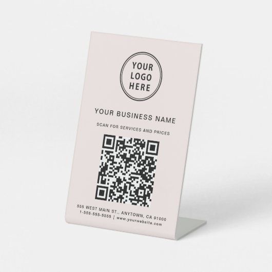 Signe De Table Logo d'entreprise me scanner QR Code rose (Recto)