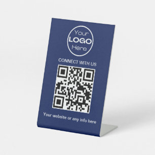 Signe De Table Logo d'entreprise minimaliste bleu marine et code