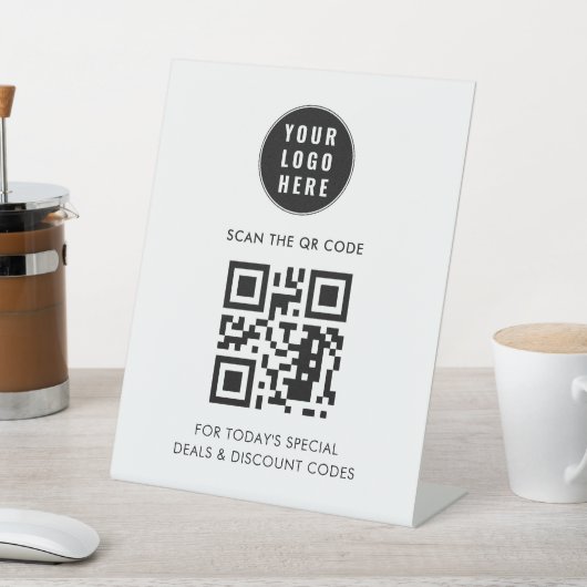 Signe De Table Logo d'entreprise moderne et code QR simple (In SItu)