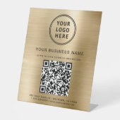 Signe De Table Logo d'entreprise moderne QR Code Or (Recto)