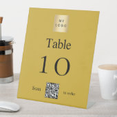 Signe De Table Logo d'entreprise noir or QR code numéro de table (In SItu)