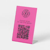 Signe De Table Logo d'entreprise personnalisé rose moderne Code Q (Recto)