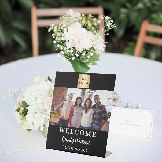 Signe De Table Logo d'entreprise photo noir blanc accueil