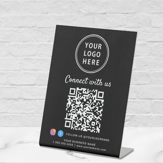 Signe De Table Logo d'entreprise QR Code Se Connecter Avec La Tab