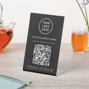 Signe De Table Logo d'entreprise Scan Me QR Code noir