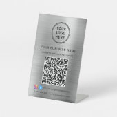 Signe De Table Logo d'entreprise Scannez-moi Code QR Réseaux soci (Recto)