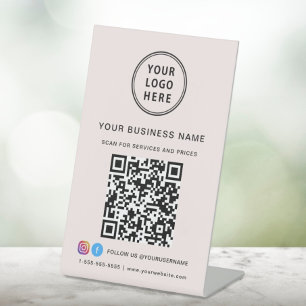 Signe De Table Logo d'entreprise Scannez-moi Code QR Réseaux Soci