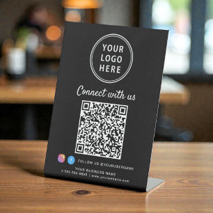 Signe De Table Logo d'entreprise Se connecter avec nous Code QR D