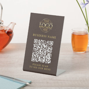 Signe De Table Logo d'entreprise simple Code QR Menu sans contact