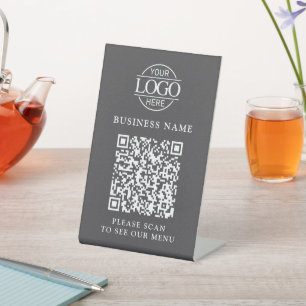 Signe De Table Logo d'entreprise simple Code QR Menu sans contact