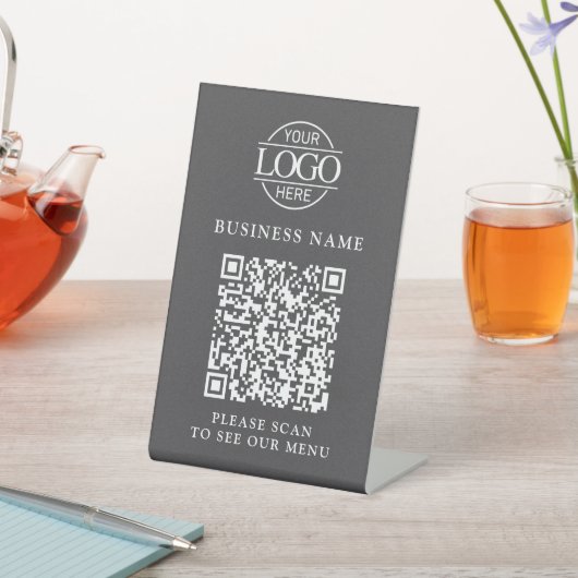 Signe De Table Logo d'entreprise simple Code QR Menu sans contact (In SItu)