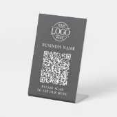 Signe De Table Logo d'entreprise simple Code QR Menu sans contact (Recto)