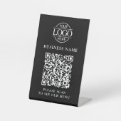 Signe De Table Logo d'entreprise simple Code QR Menu sans contact (Recto)