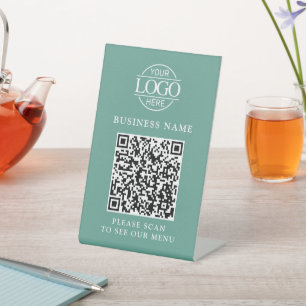 Signe De Table Logo d'entreprise simple QR Code Menu Sans Contact