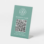 Signe De Table Logo d'entreprise simple QR Code Menu Sans Contact (Recto)