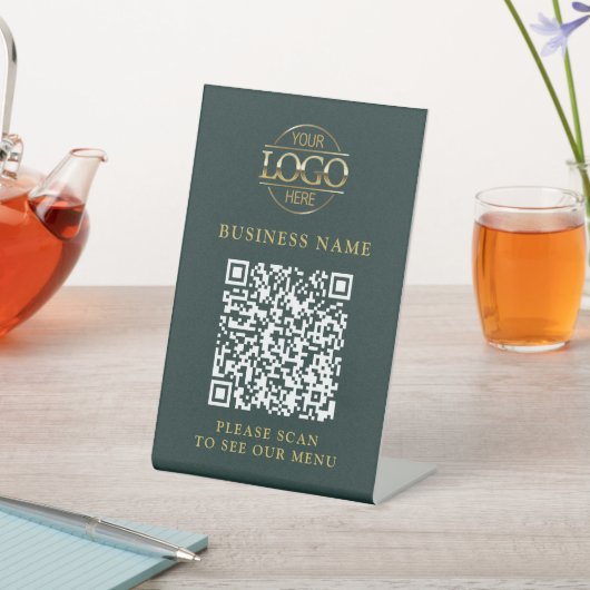 Signe De Table Logo d'entreprise simple QR Code Menu Sans contact (In SItu)