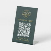 Signe De Table Logo d'entreprise simple QR Code Menu Sans contact (Recto)